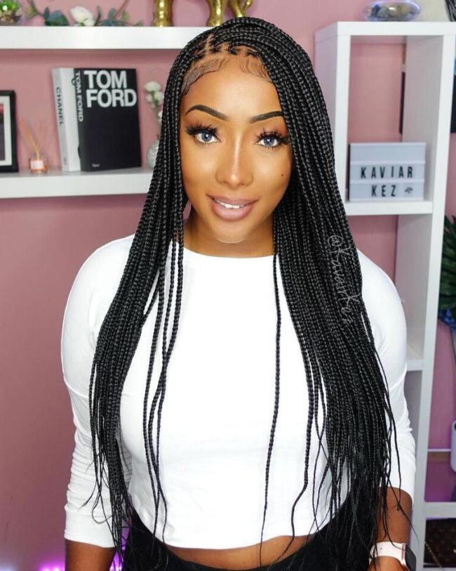 Natural Long Box Braids Lace Frontal Wig Black Brown Double Nice Braided  Wigs