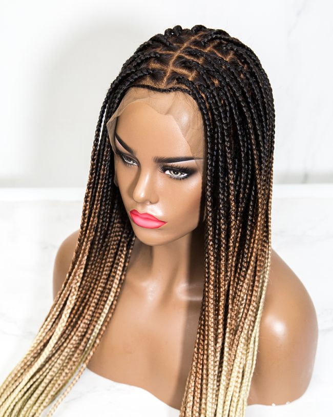 Ready to ship bleached knot knotless braided wig on frontal lace